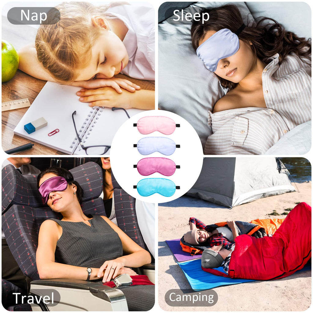 12 Pieces Silk Sleep Mask Pure Silk Sleep Eye Mask with Adjustable Strap Soft and Smooth Eye Cover for Sleeping Blocking out Lig