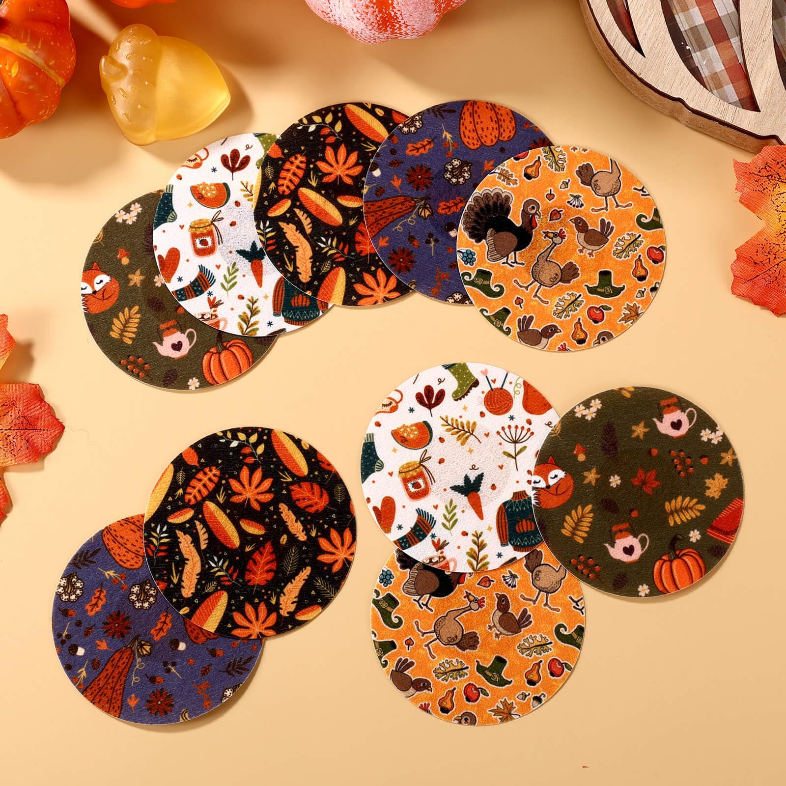 10pcs Sensor Covers for Libre 2/Libre 3, Non-Woven Fabric Sensor Patches Waterproof Breathable Thanksgiving Style Over Patches A