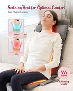 THERAZZAGGE Massage Mat Full Body, Vibration Back Massager, Seat Massage Pad, 8 Vibrating Motors, 2 Heating Pads for Back, Gift