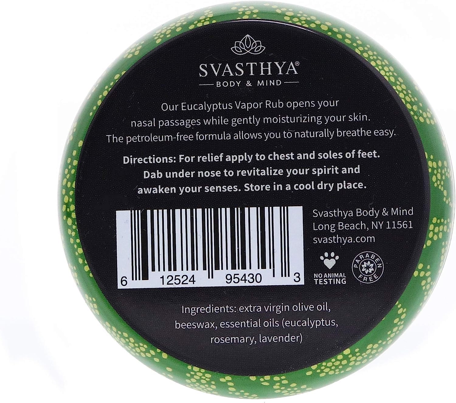 Svasthya Body & Mind Eucalyptus Vapor Rub - Opens Nasal Passages & Moisturizes The Skin, Cough, Stuffy Nose & Congestion Relief,