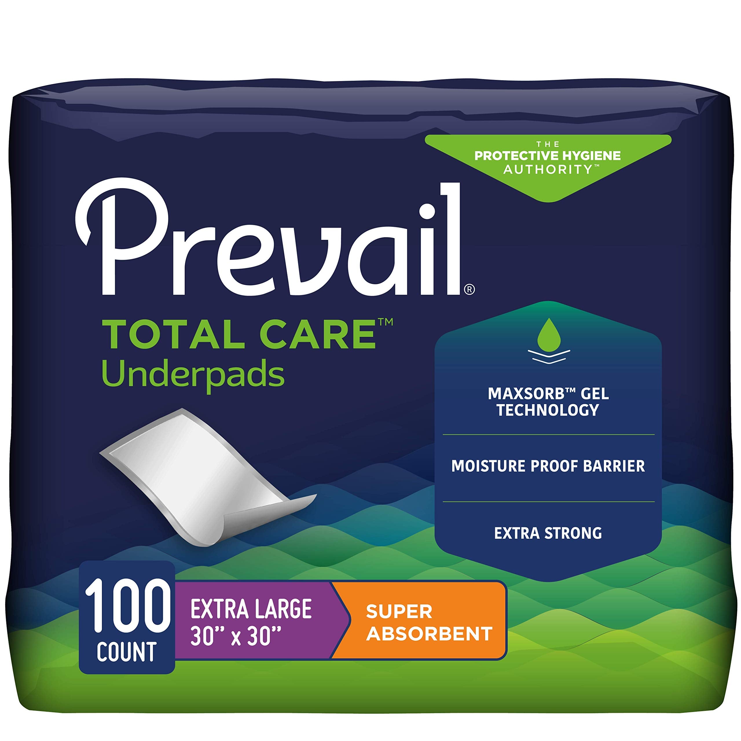 Underpad Prevail Super, 30 X 30, Heavy Absorbency, Up-100 - Case of 100