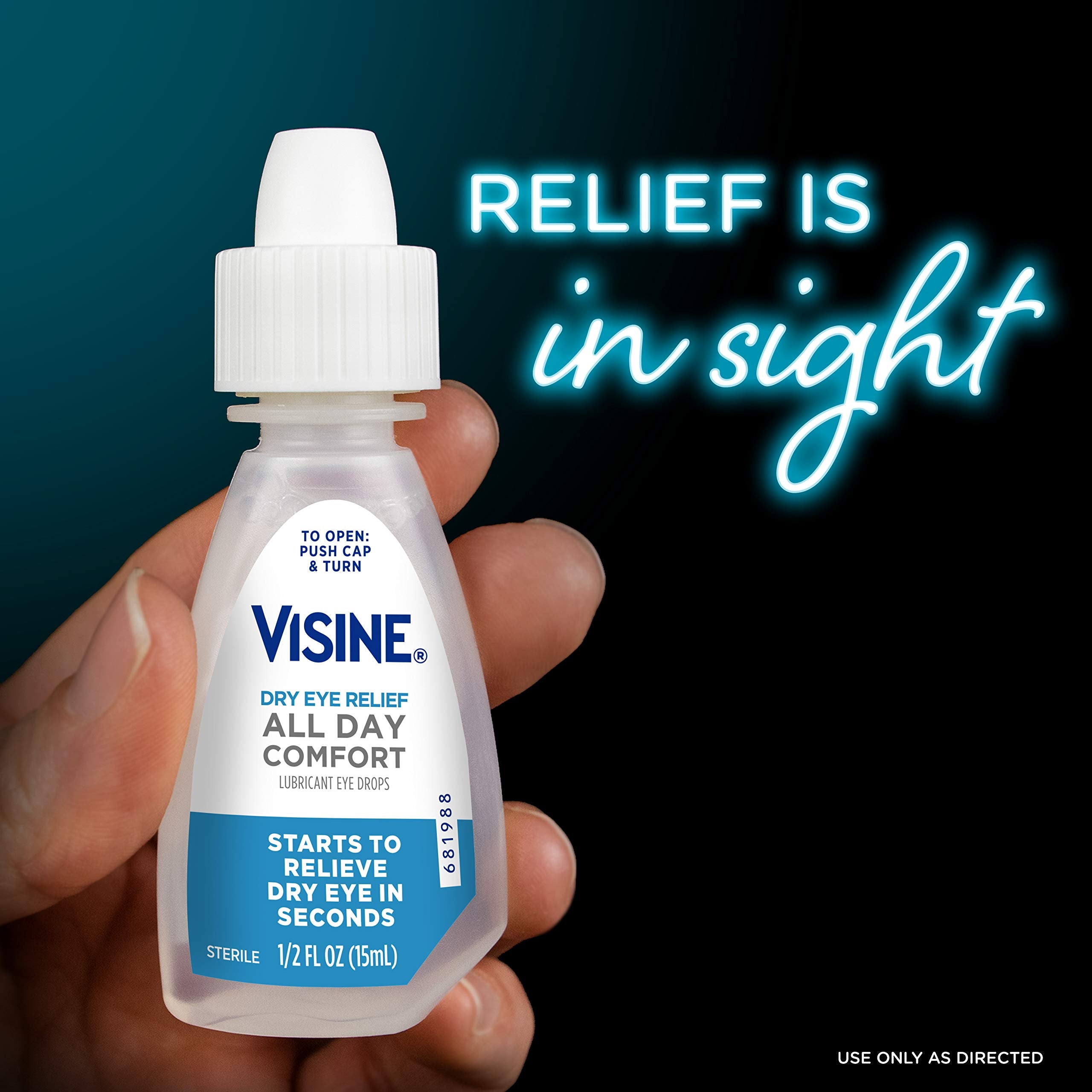 Visine Dry Eye Relief All Day Comfort Lubricant Eye Drops for Up to 10 Hours of Comfort, Dry Eye Drops with Polyethylene Glycol,