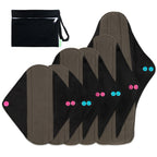 wegreeco Charcoal Reusable Menstrual Pads - Reusable Sanitary Pads | Panty Liners | Soft Cloth Menstrual - 6 Pack with 1 Cloth M