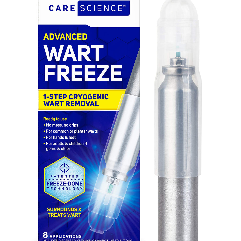 Care Science Wart Remover Freeze, 8 Applications | 1-Step Cryogenic Wart Removal for Common Warts on Hands, Elbows, & Knees or P