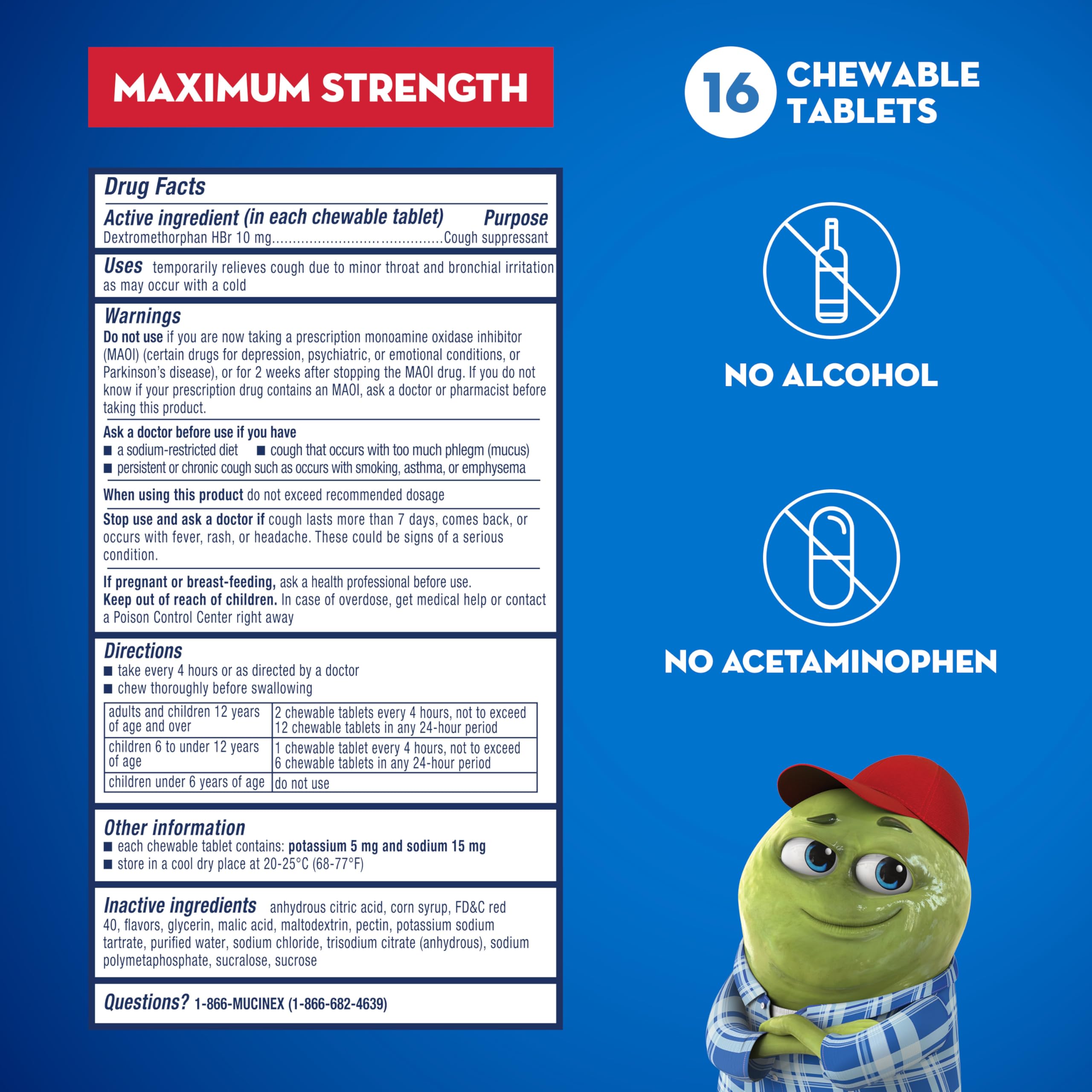 Mucinex Childrens Mighty Chews Kids Cough Medicine, Easy to Dose Cough Suppressant for Kids with Dextromethorphan, Kids Travel