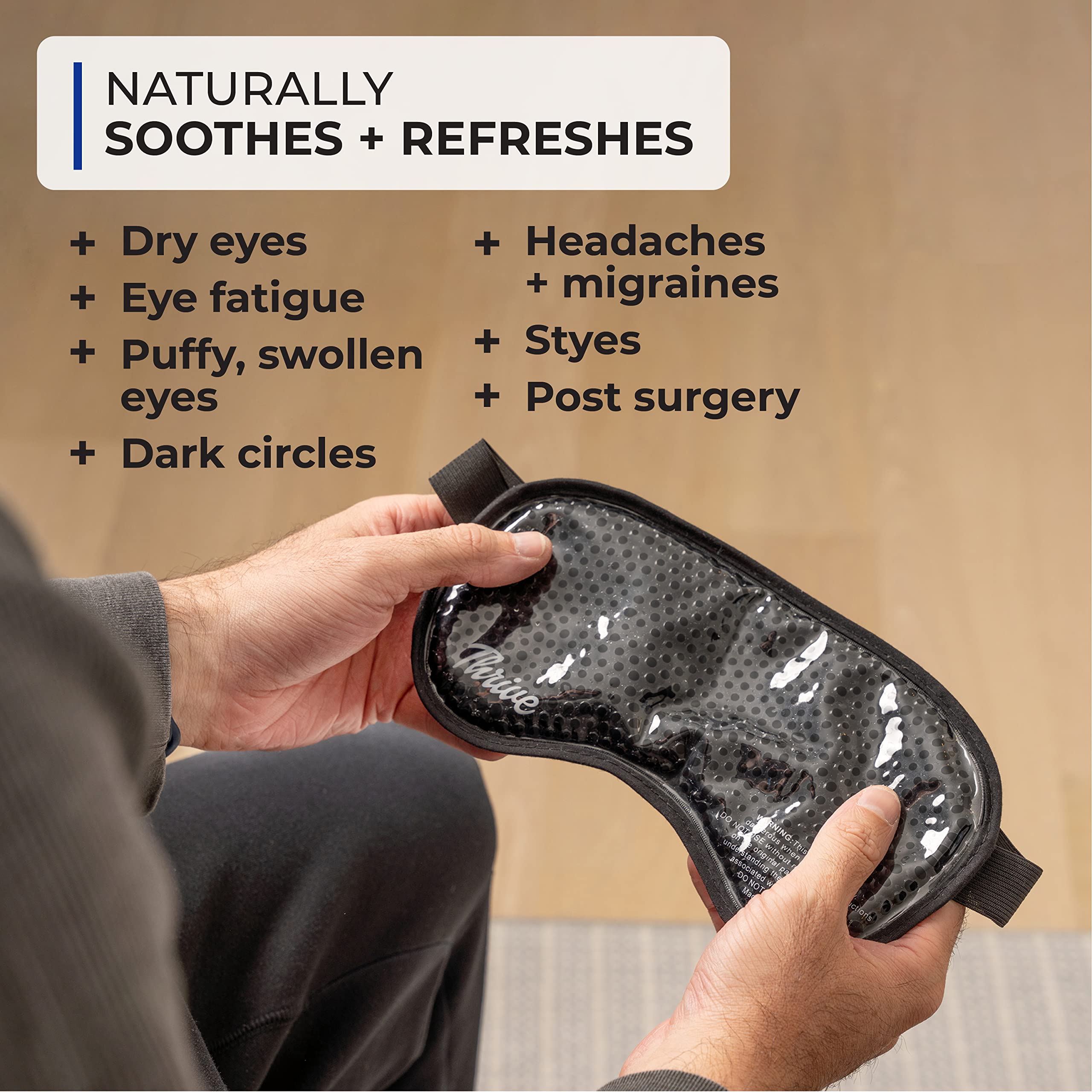 Thrive Hot & Cold Gel Bead Eye Mask/Sleep Mask - FSA HSA Approved - Reusable Gel Bead Ice Pack Provides Ice and Heat Pain Relief