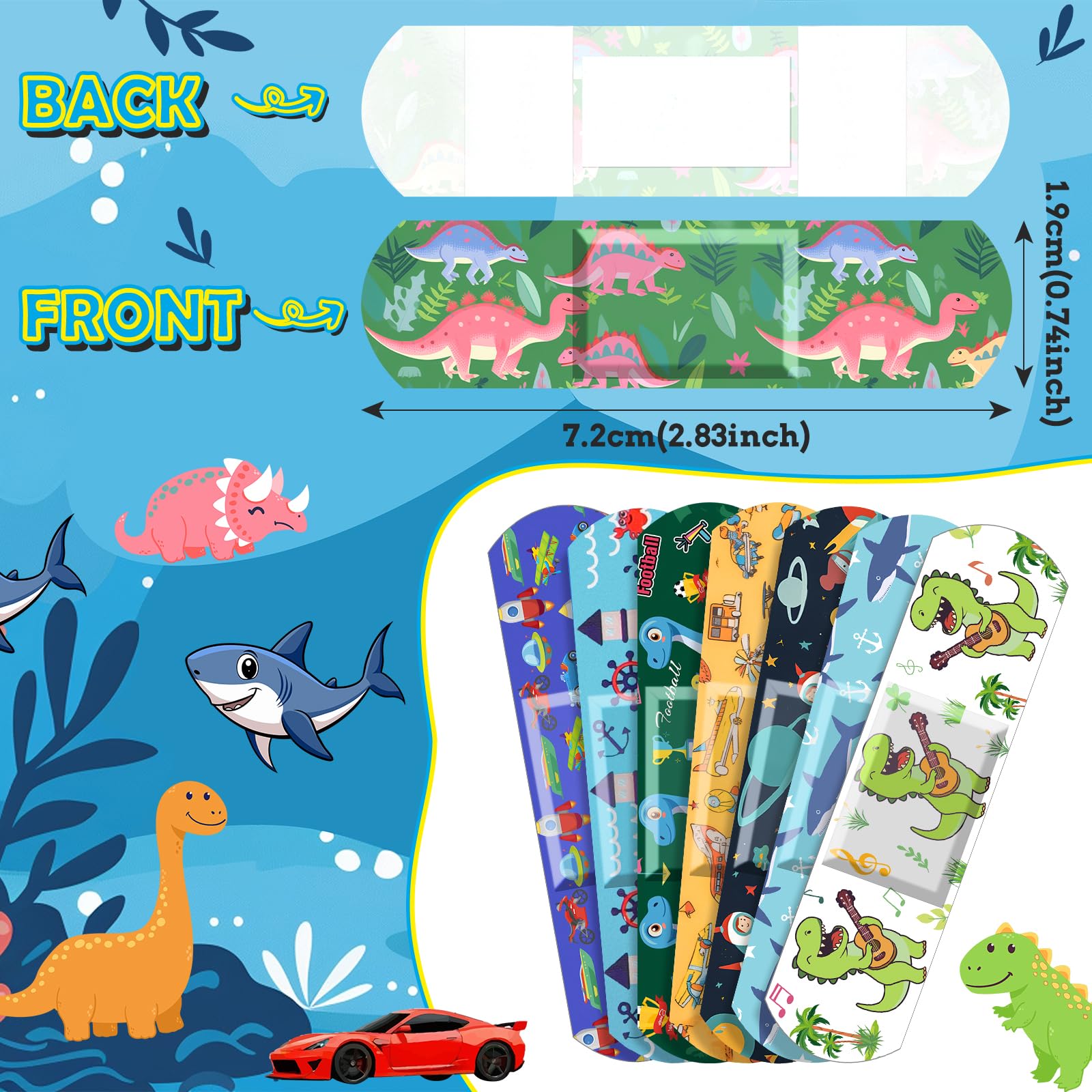 Sublaga 300 Pcs Adhesive Bandages, 33 Styles Kids Cartoon Bandages, Flexible, Colorful, Waterproof, Breathable, Protect Scrapes