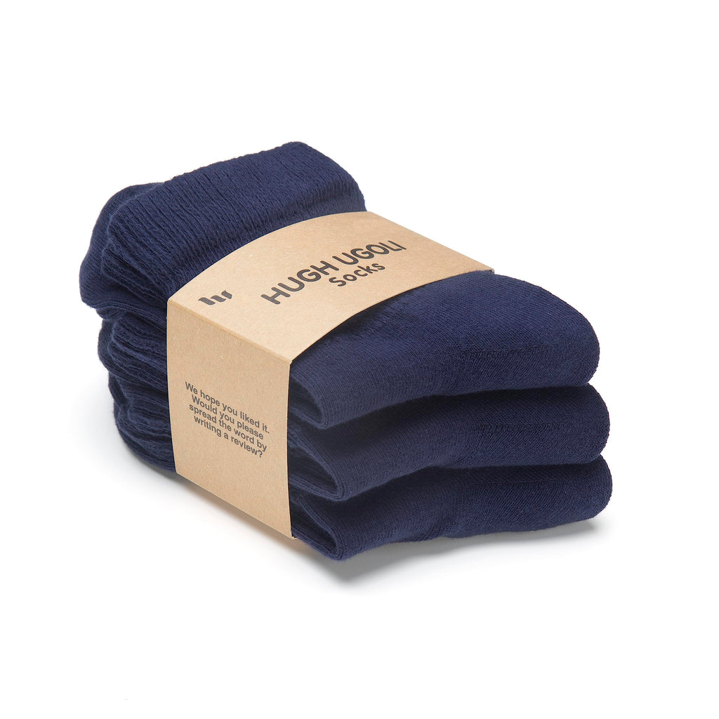 Hugh Ugoli Men's Cotton Diabetic Ankle Socks, Wide, Loose and Stretchy, Seamless Toe & Non Binding Top, Semi Cushion, 3 Pairs, N
