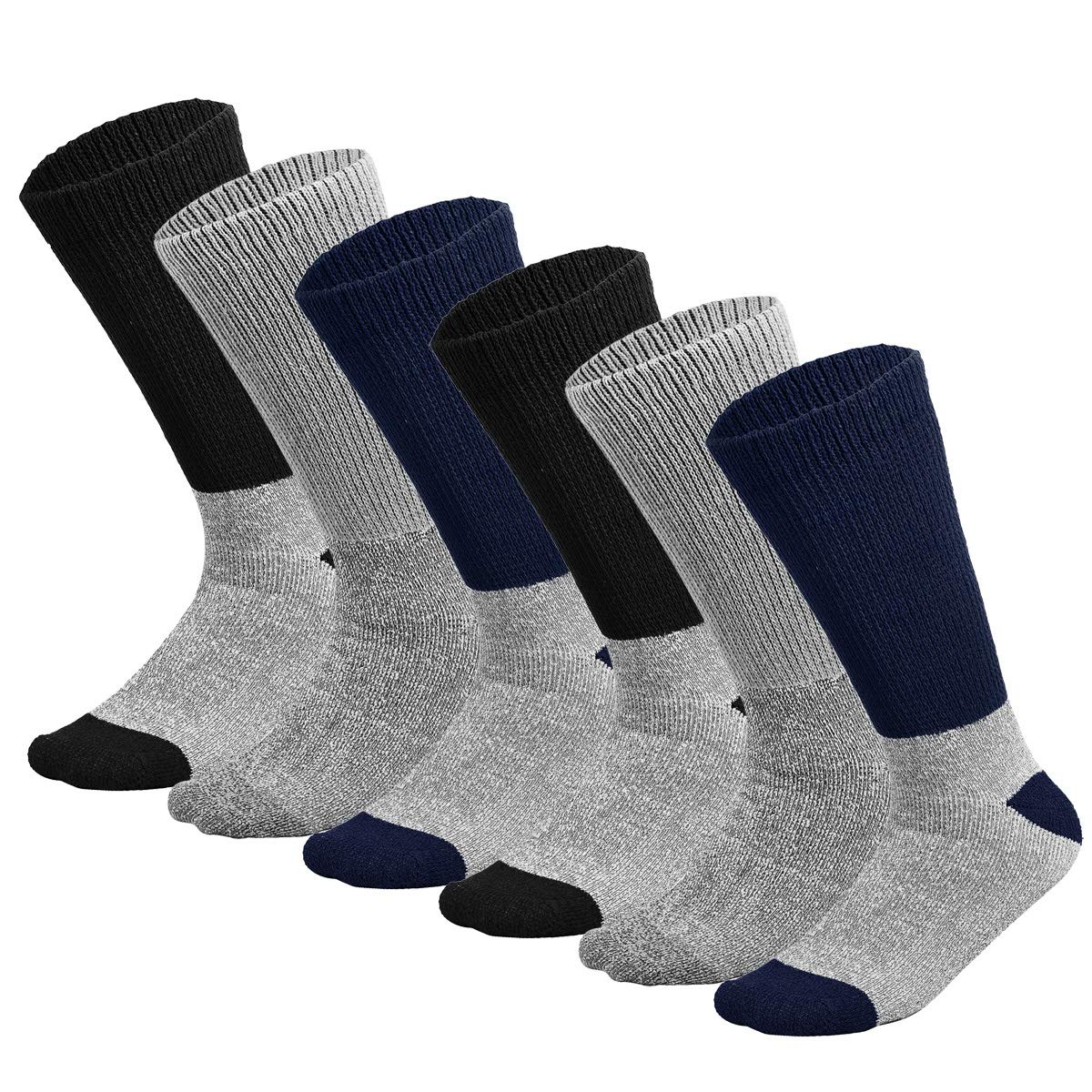 Doctor Recommend Thermal Diabetic Socks Keep Foot Warm Non-Binding Crew Socks For Men Women (6 Pack, 9-11)