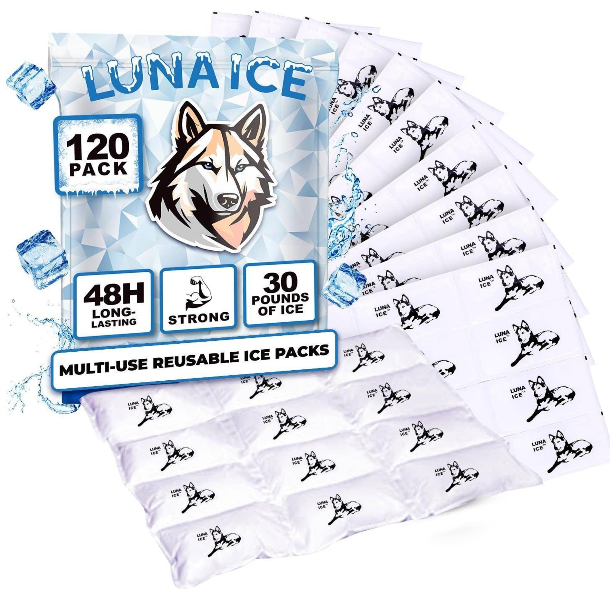 Ice Pack Bulk-Dry Ice for Shipping Frozen Food-Lunch Box Ice Packs-30 Pounds-48+Hour-Slim 15x12in/5x3in-Reusable ice packs-Freez