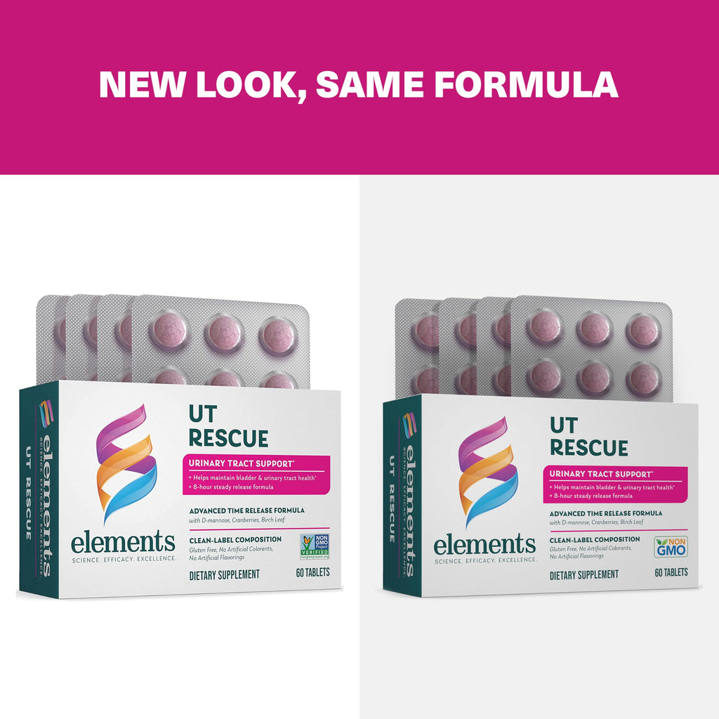 Elements UT Rescue, 60 Tablets (30 Day Supply), Urinary Tract Support Supplement, Bladder and Urinary Tract Health Support and C