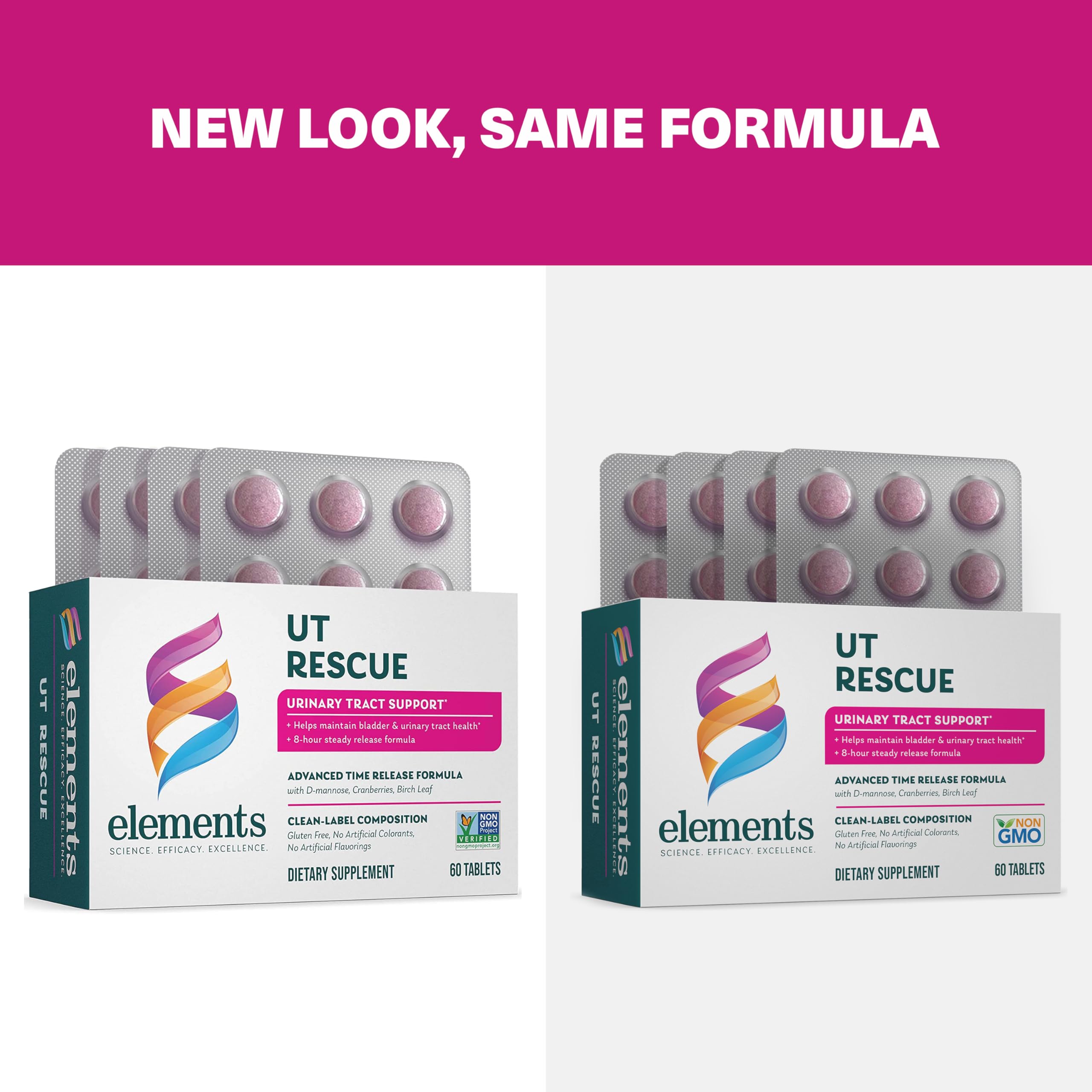 Elements UT Rescue, 60 Tablets (30 Day Supply), Urinary Tract Support Supplement, Bladder and Urinary Tract Health Support and C