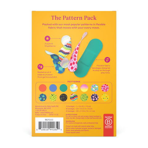 Welly Bravery Badge Value Pack | Adhesive Flexible Fabric Bandages | Assorted Shapes and Patterns for Minor Cuts, Scrapes, and W