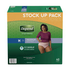 Depend FIT-Flex Incontinence Underwear for Women, Blush, Medium, 42 Count