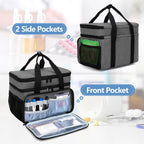 LUXJA 2 Layers Medicine Bag with Detachable Divider, Pill Bottle Organizer Suitable for Home or Travel Use, Gray