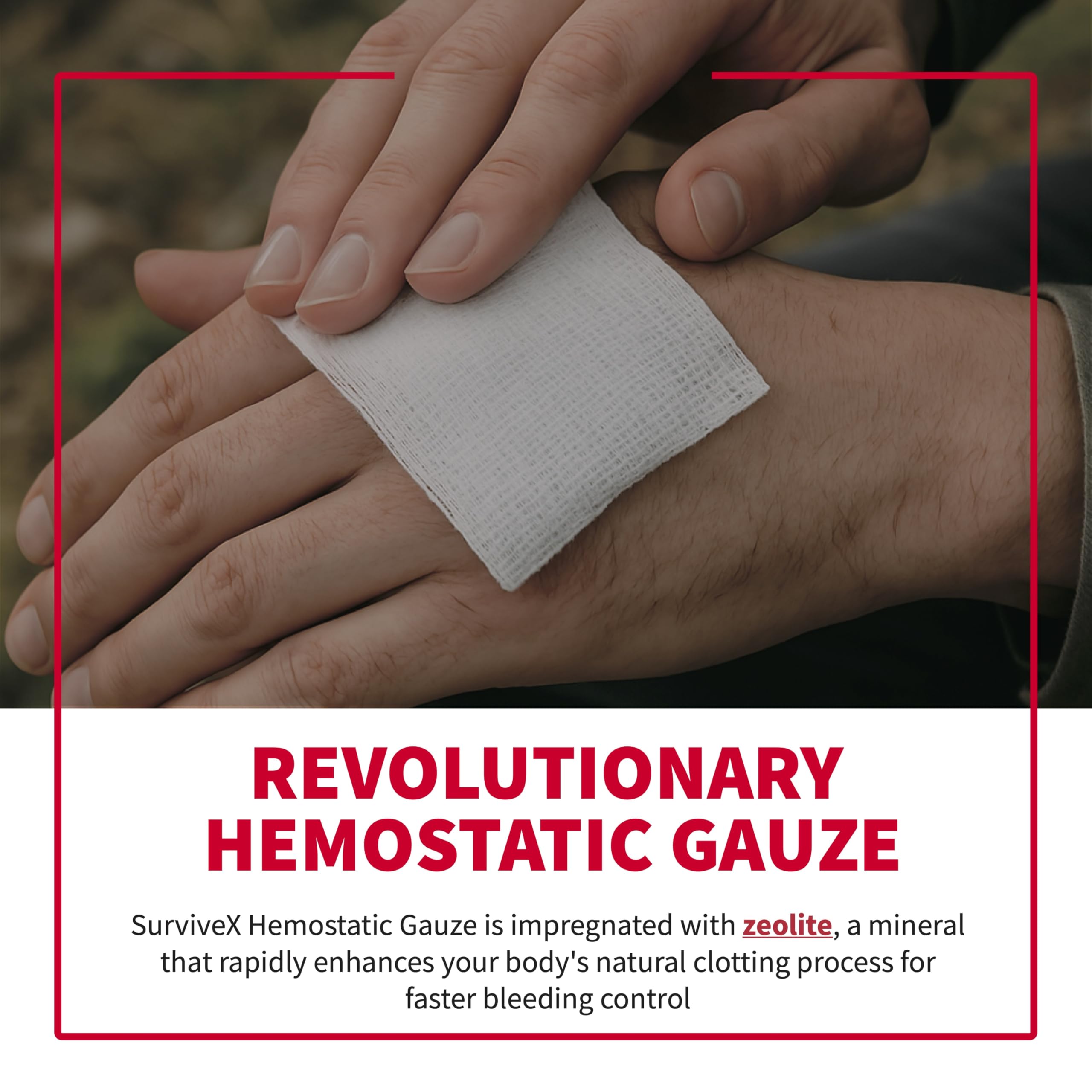 Survivex Hemostatic Gauze - Quick Blood Clotting Gauze for Wounds - Trauma Kit Hemostatic Dressing - 3 in x 4 FT - 5 PCS