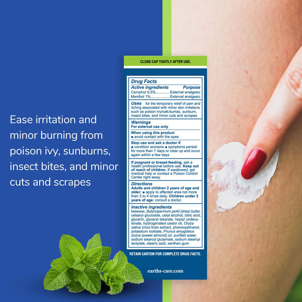Earths Care Anti-Itch Cream Sport Tube, No Parabens, Steroids, Artificial Colors or Fragrances, Allergy-Tested 1 OZ.