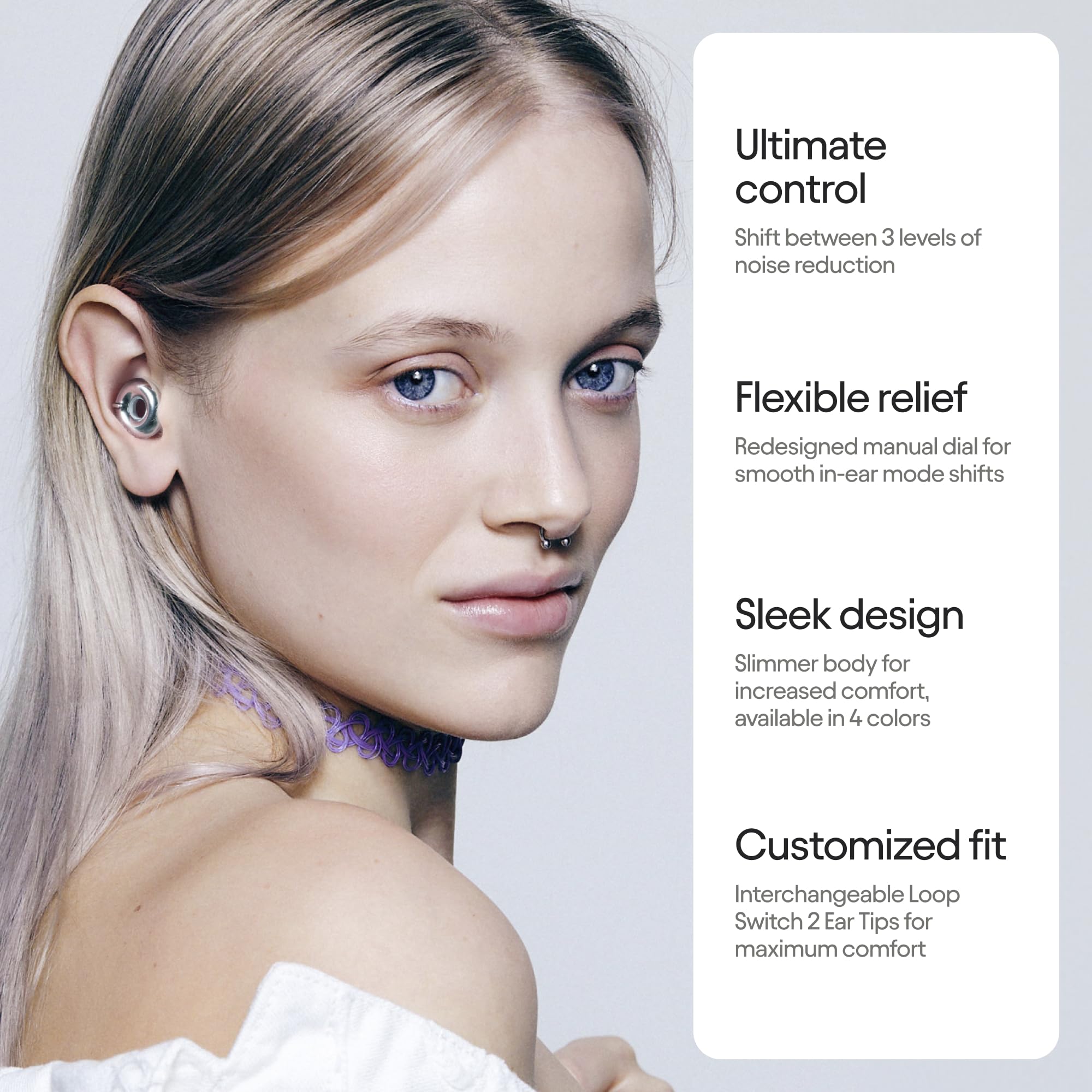 Loop Switch 2 Adjustable Ear Plugs - 3 Noise Relief Modes for Ultimate Control | Flexible Noise Reduction Earplugs for Focus, Tr