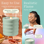 Lifelines Flameless Candle Aromatherapy Essential Oil Diffuser with ClickWick Essential Oil Blend - Cordless & Waterless Diffuse