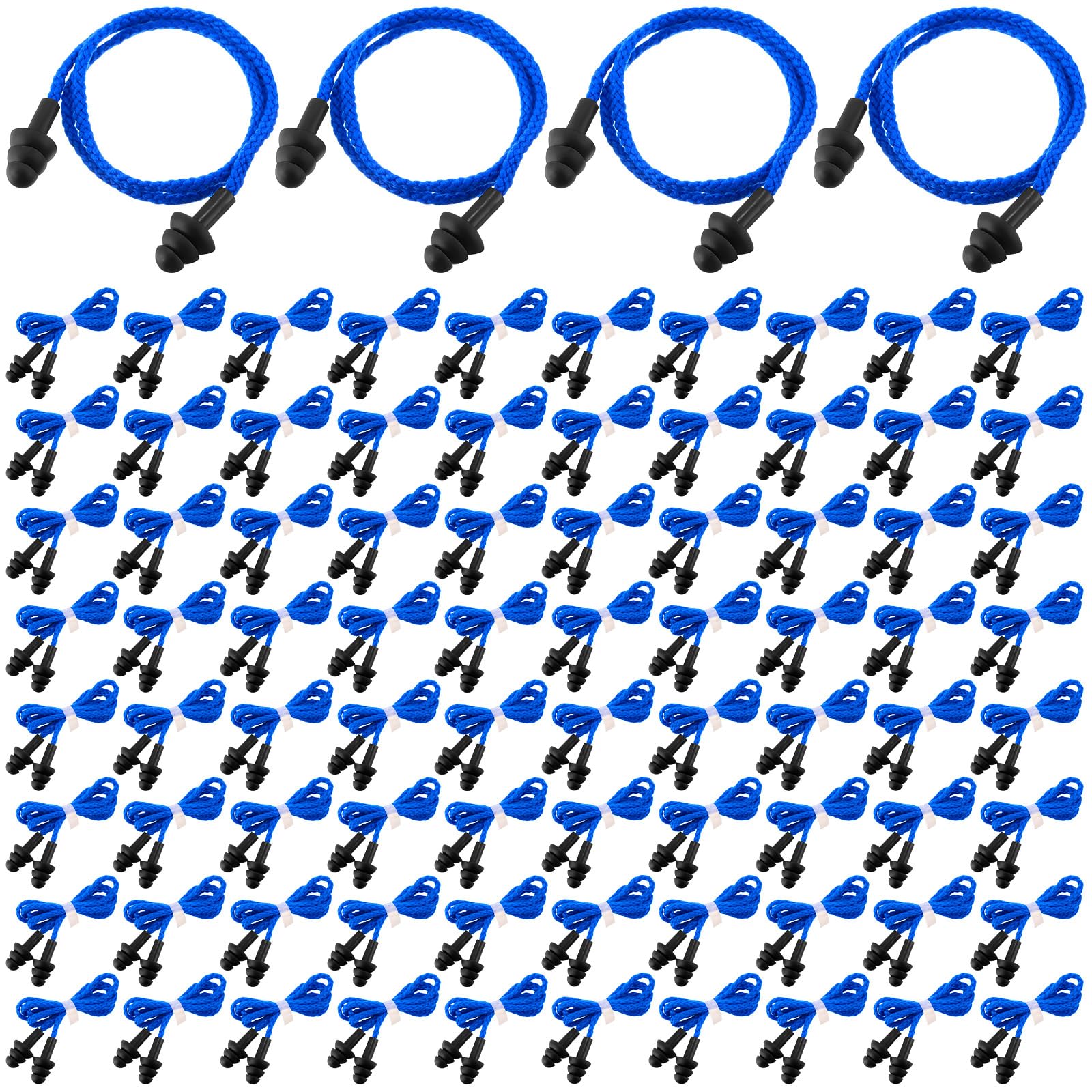 Xuhal 200 Pair Corded Ear Plugs Reusable Silicone Earplugs Individually Wrapped Hearing Protection Sleep Noise Cancelling for Wo