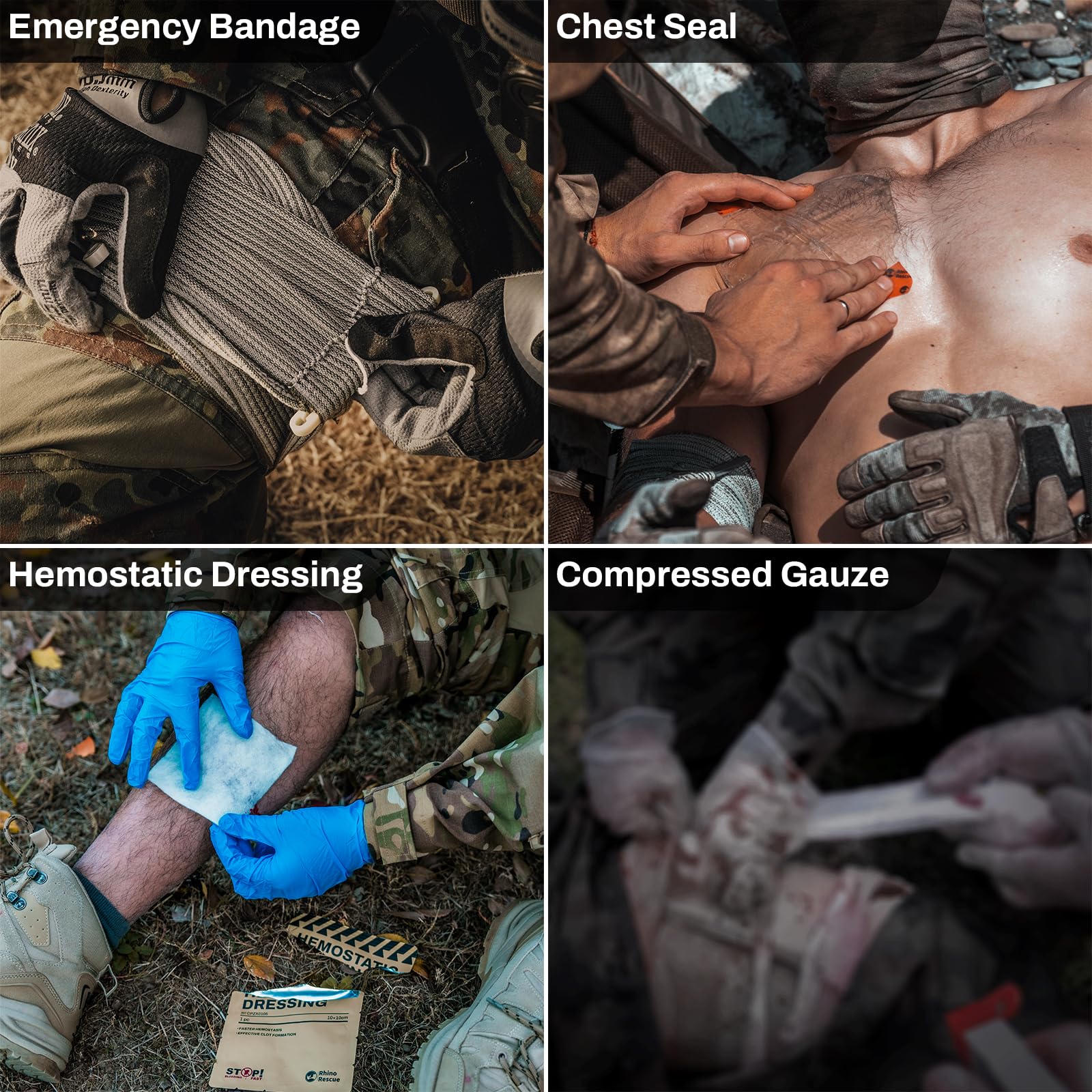 RHINO RESCUE Car Tactical IFAK Trauma Kit with C-A-T Tourniquet, First Aid Kits for Vehicles, Molle Pouch for Military, Combat,