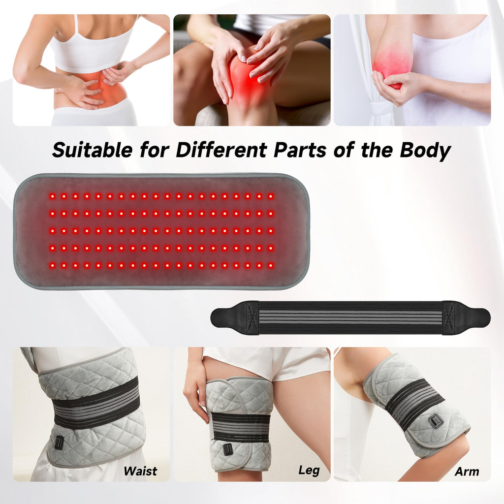 Red Light Therapy Heating Wrap Belt for Body, Lower Back, Legs, and Arms, Featuring 660 nm Red Light Therapy and 850 nm Near Inf