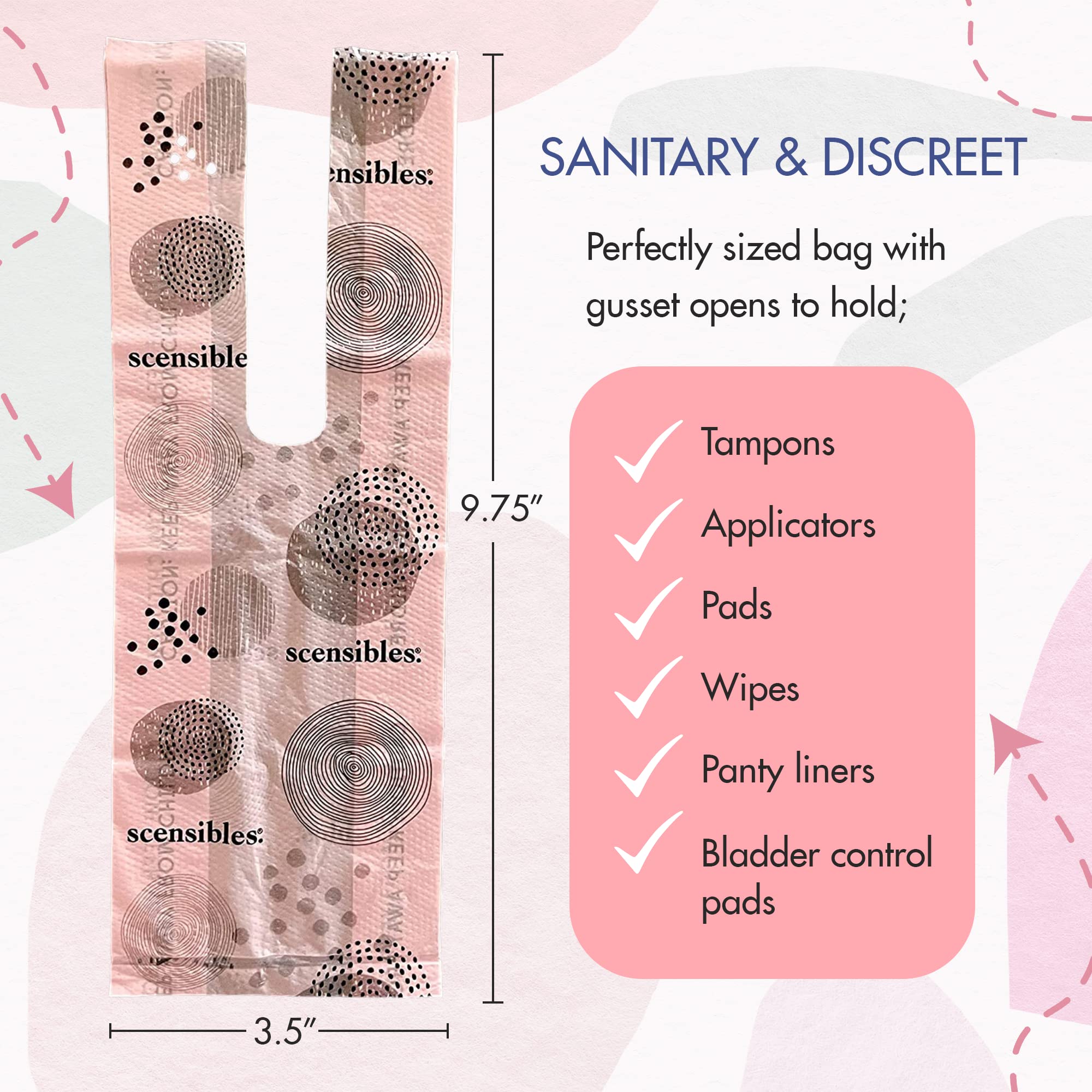 Scensibles Personal Care Disposal Bags (50 Count) - For Tampons, Pads, Liners, Condoms & More - Discreet, Hygienic & Odor-Reduci