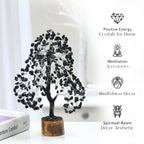 PYOR Black Tourmaline Feng Shui Money Tree, Real Crystals, Abundance Stones and Crystals for Home Office and Spiritual Room Deco