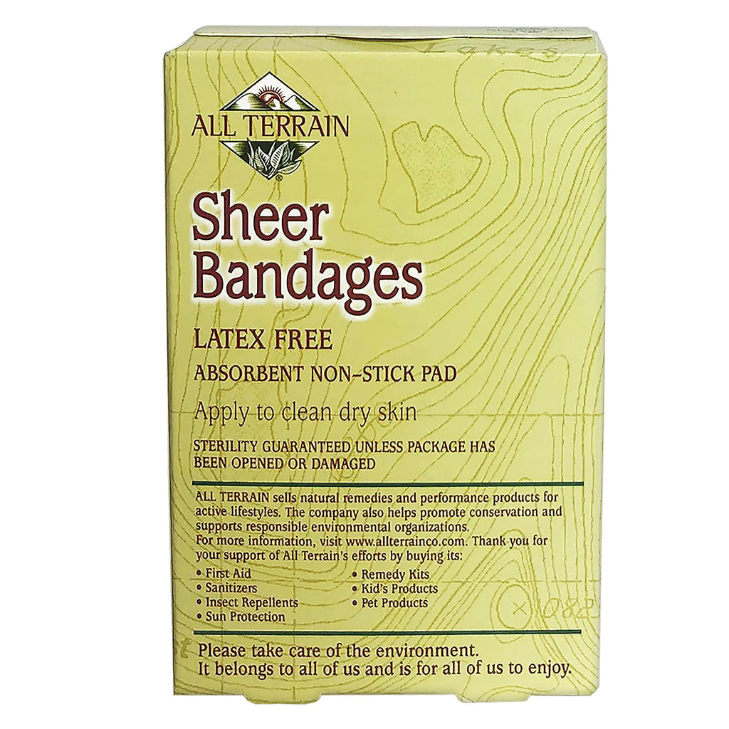All Terrain Latex-Free Sheer Bandages, Absorbent Non-Stick Pad, 40 Count, Sterile