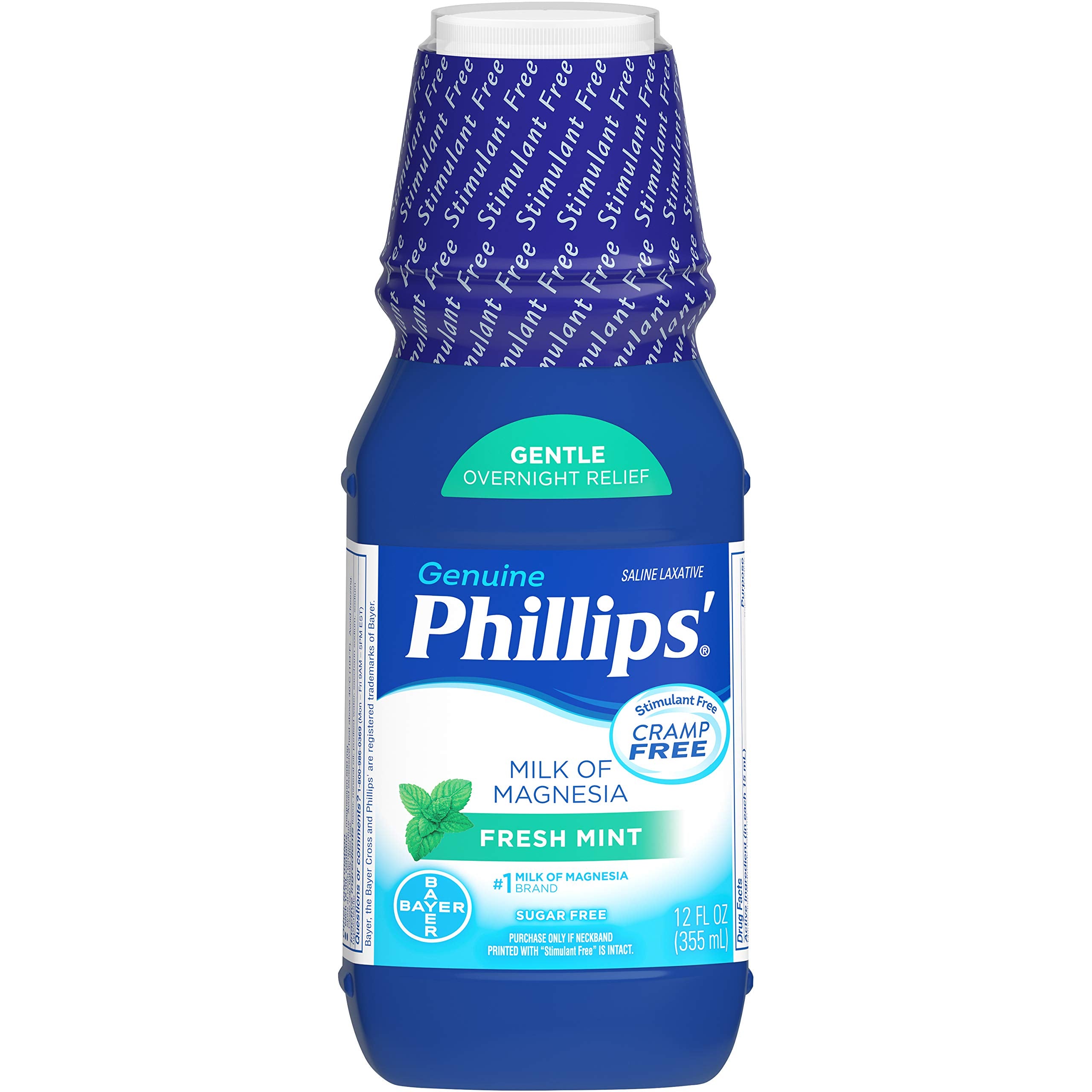 Phillips Milk of Magnesia Laxative, Fresh Mint, 12 Fl Oz (Pack of 2)