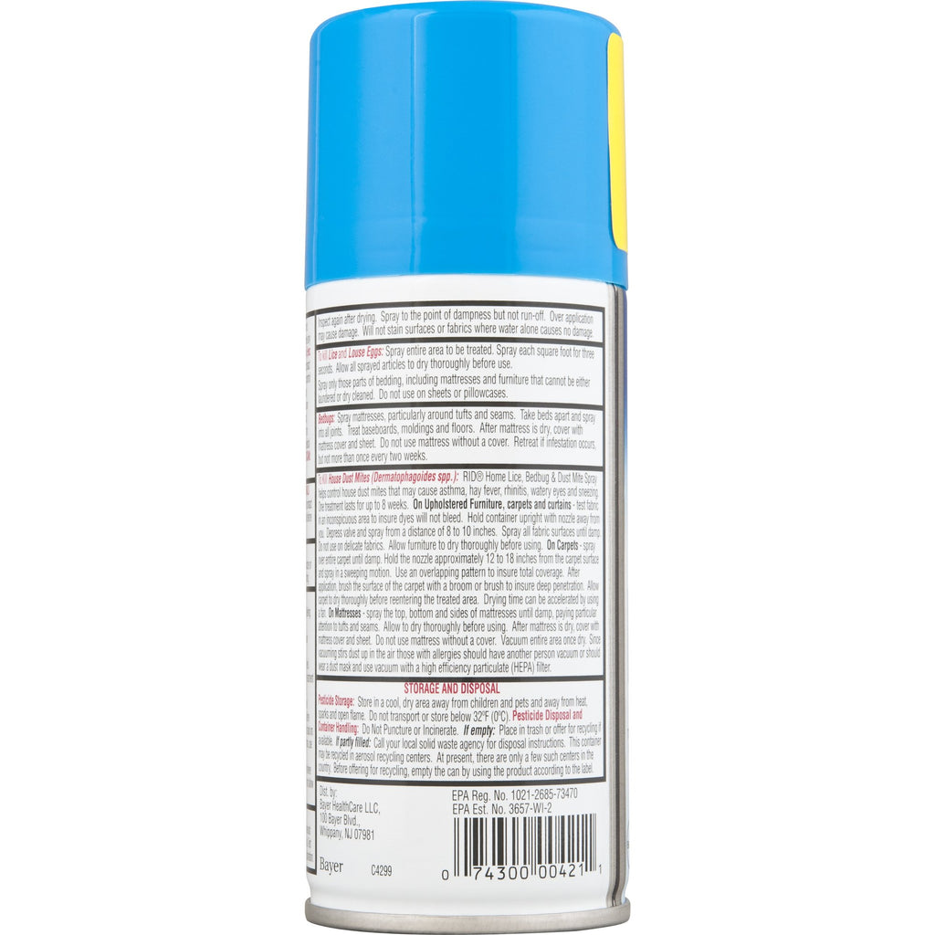 Rid Home Lice Bed Bug Dust Mite Spray Home Treatment Spray With Permethrin Kills Lice and Lice Eggs on Mattresses Furniture Car