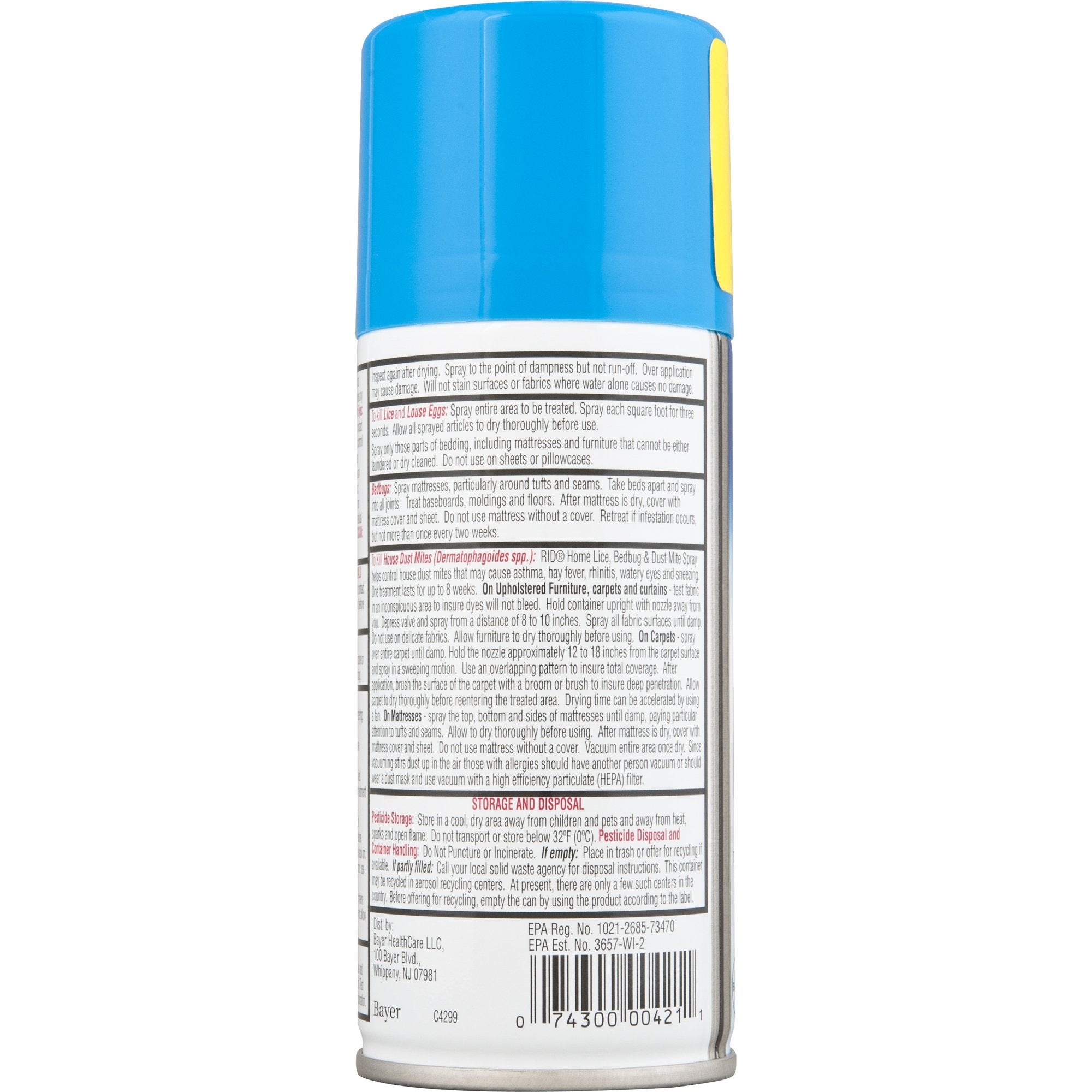 Rid Home Lice Bed Bug Dust Mite Spray Home Treatment Spray With Permethrin Kills Lice and Lice Eggs on Mattresses Furniture Car