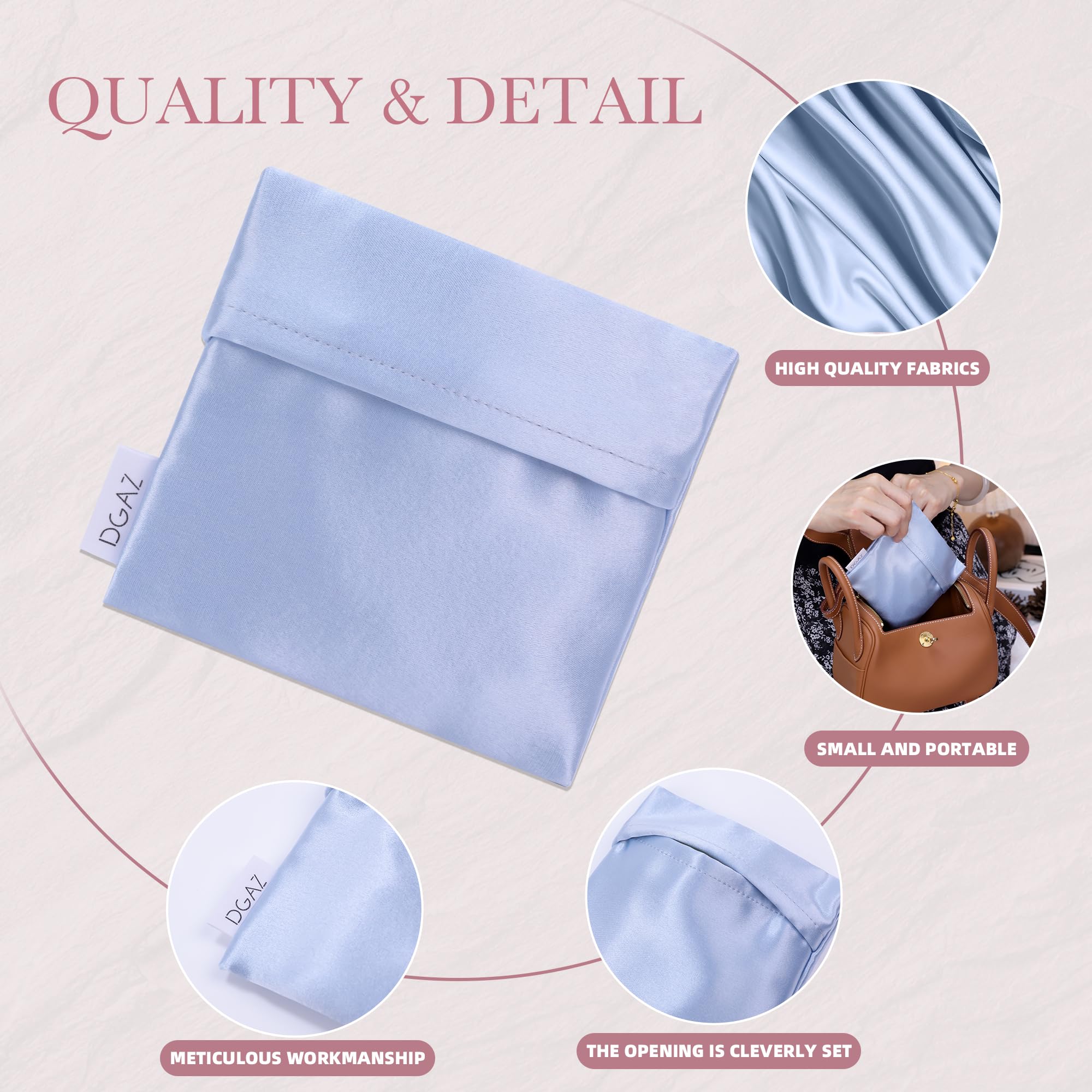 DGAZ Silk Sanitary Napkin Storage Bag, Period Bag for Teen Aged Girls, Portable Period Bag for Panty Liners/Menstrual Cup/Small