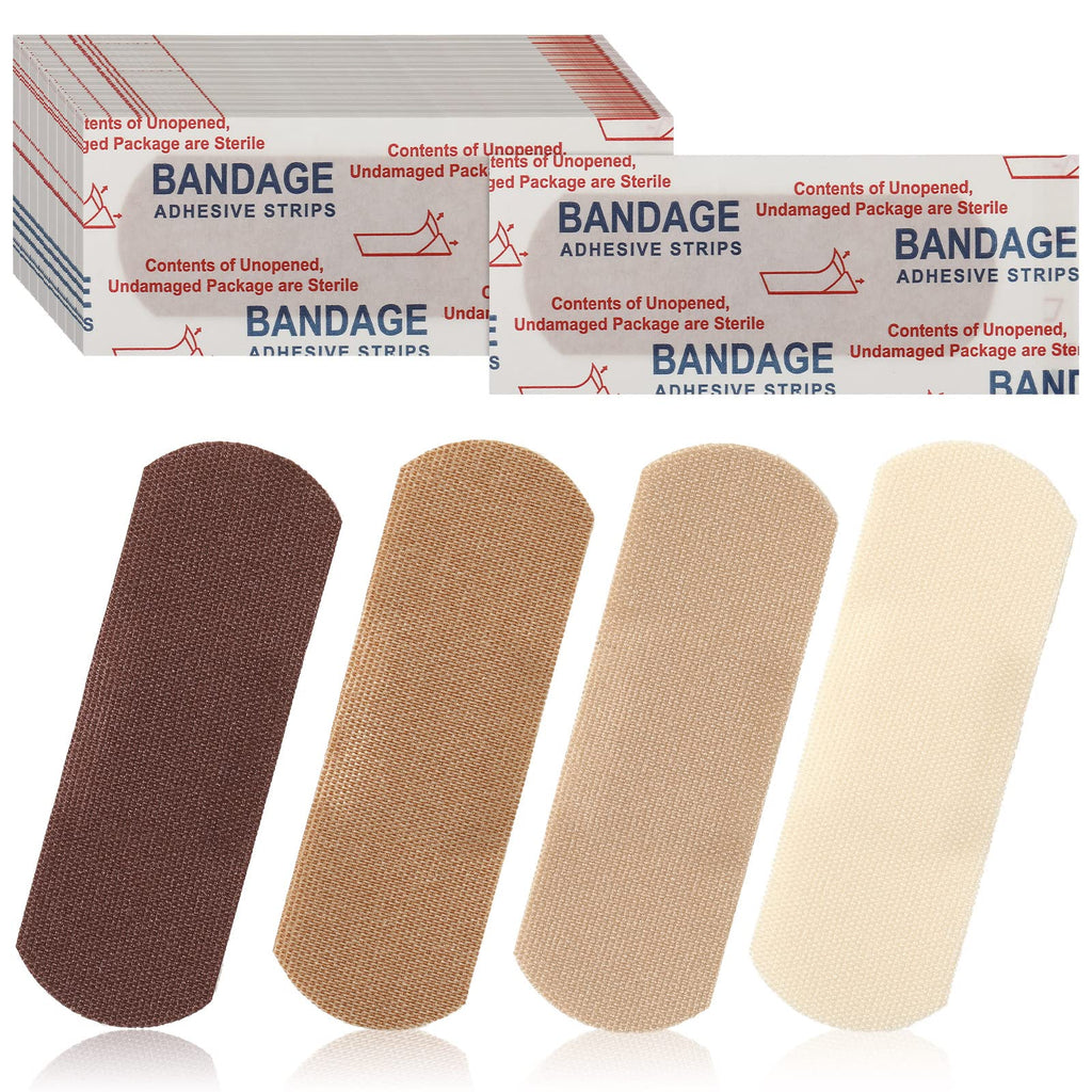 Sosation 200 Count Skin Tone Bandages Flexible Fabric Adhesive Bandages Wound Care First Aid Favor for Cuts Scrapes Scratches Pr