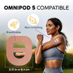 Adamson Omnipod 5 Overpatches - 25 Waterproof Omnipod 5 Adhesive Patches, Sweatproof & Skin-Friendly, No Glue on Center, Easy to