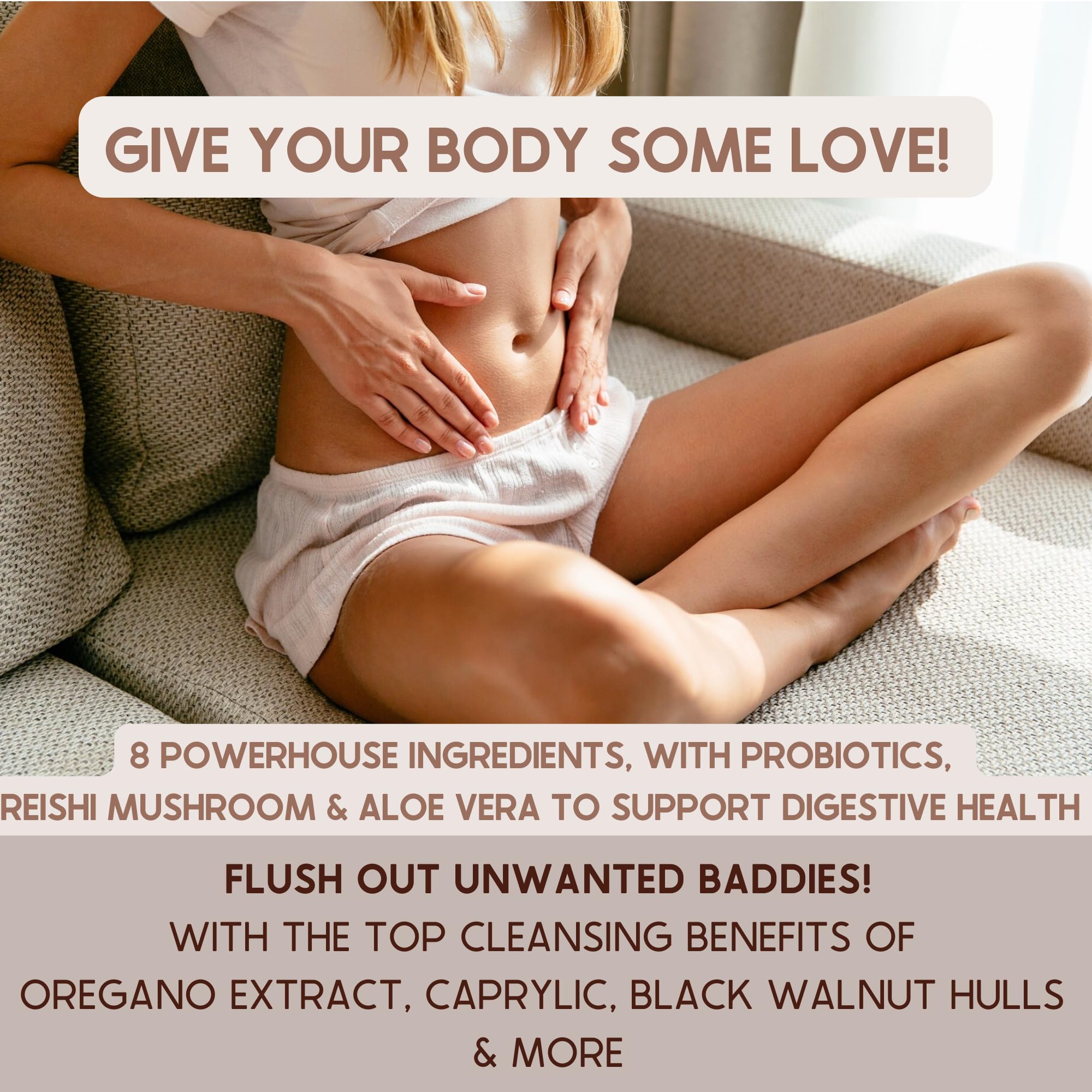 SACRALMOON Candida Cleanse - 8 Cleansing Ingredients for Digestive Support and Feminine Care - Oregano, Caprylic, Probiotics, Re