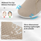 Comfortable Brown Womens Shoes Wide Toe Box Diabetic Shoes Adjustable Neuropathy Bunion Arthritis Shoe Casual Non Slip Knitted F