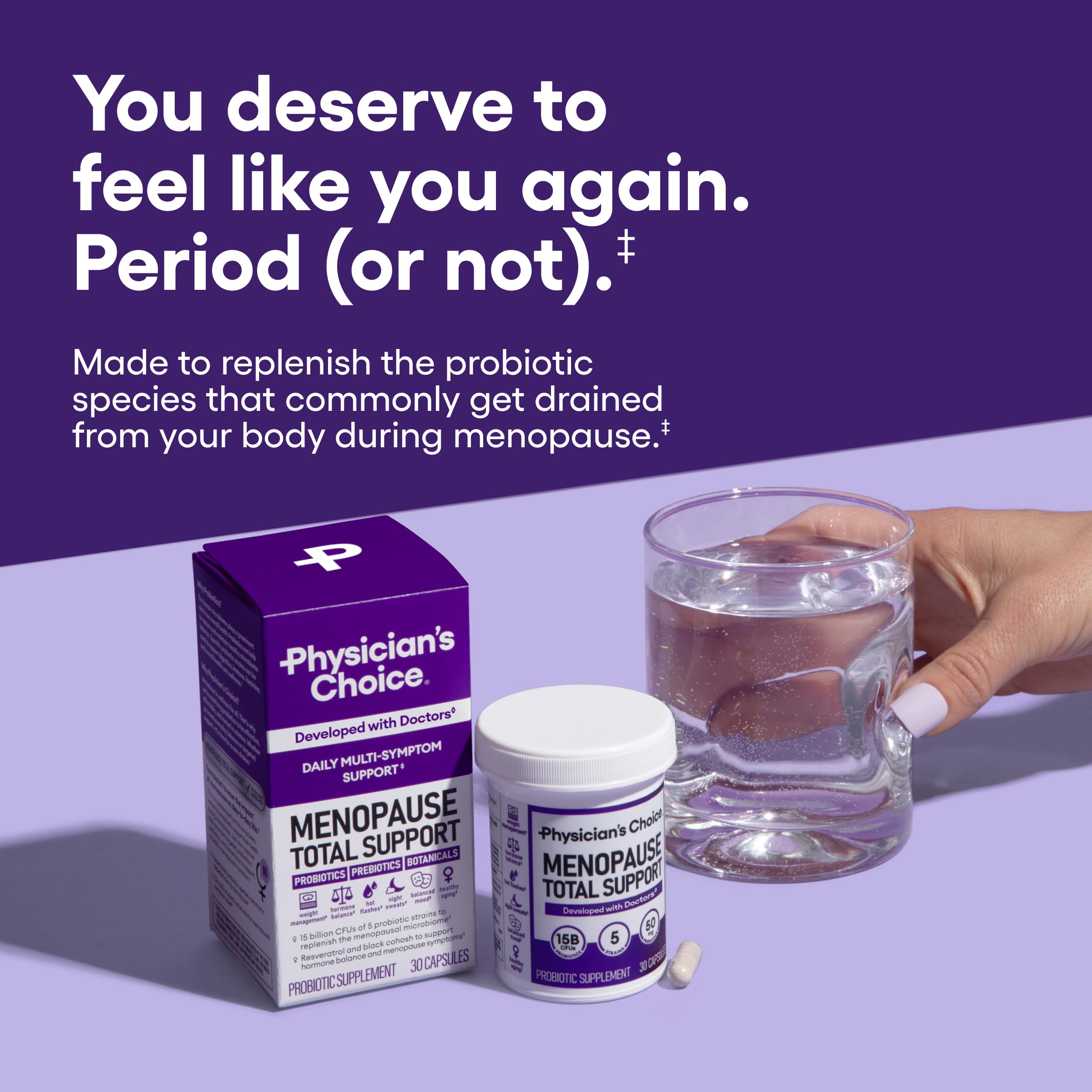 Physicians CHOICE Menopause Probiotic Supplement for Women - Supports Hormone Balance, Hot Flashes, Night Sweats, Weight Manage
