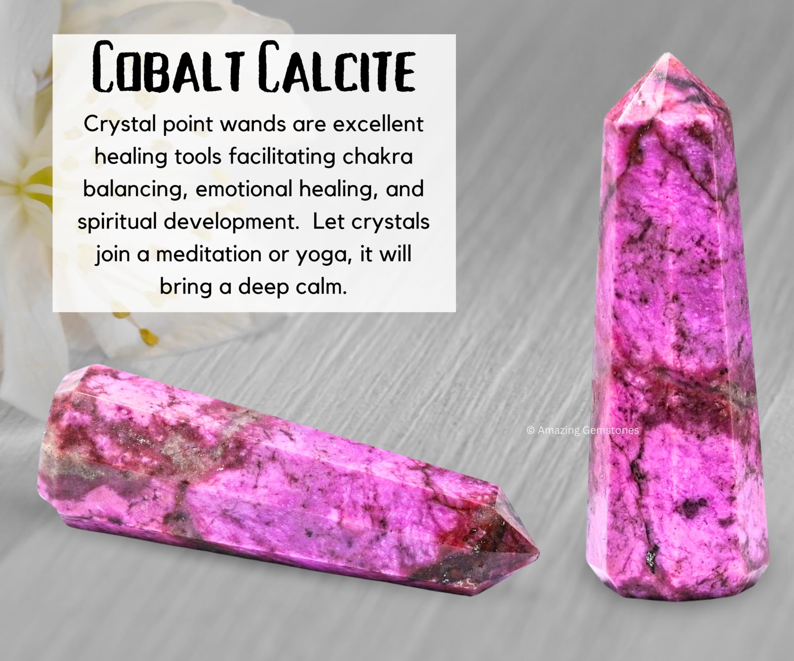 Cobalt Calcite Crystal Towers ~ Natural Healing Crystal Point Obelisk for Reiki Healing and Crystal Grid (2'' to 3'' INCH)