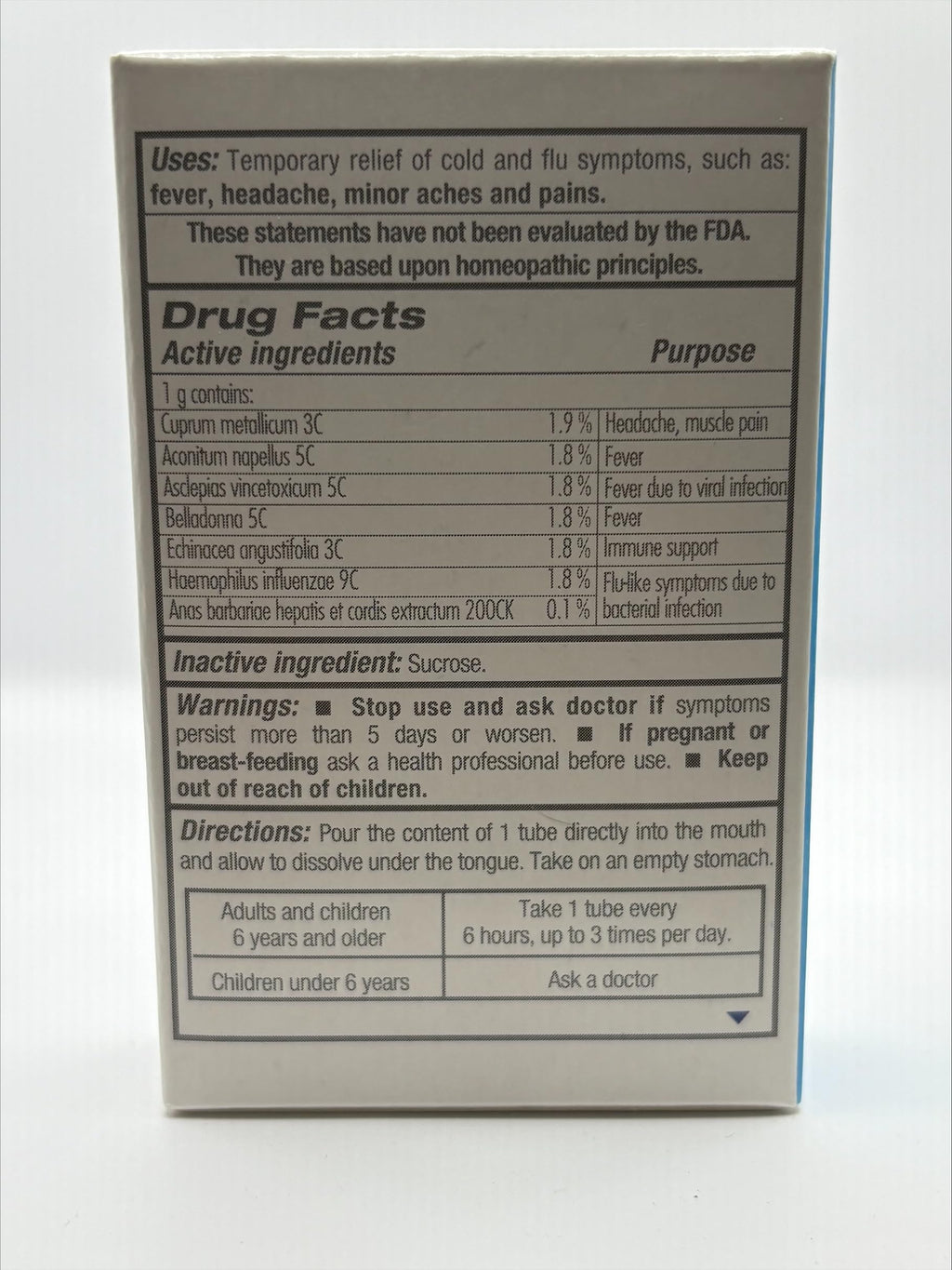 GUNA-Flu for Relief of Flu-Like Symptoms, Body Aches, Headache, Fever, Chills and Fatigue 6 Tubes