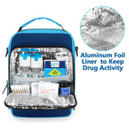 CURMIO EpiPen Carrying Case, Insulated Medicine Bag for EpiPens, Auvi-Q, Asthma Inhaler, Spacer, Blue (Bag Only, Patented Design