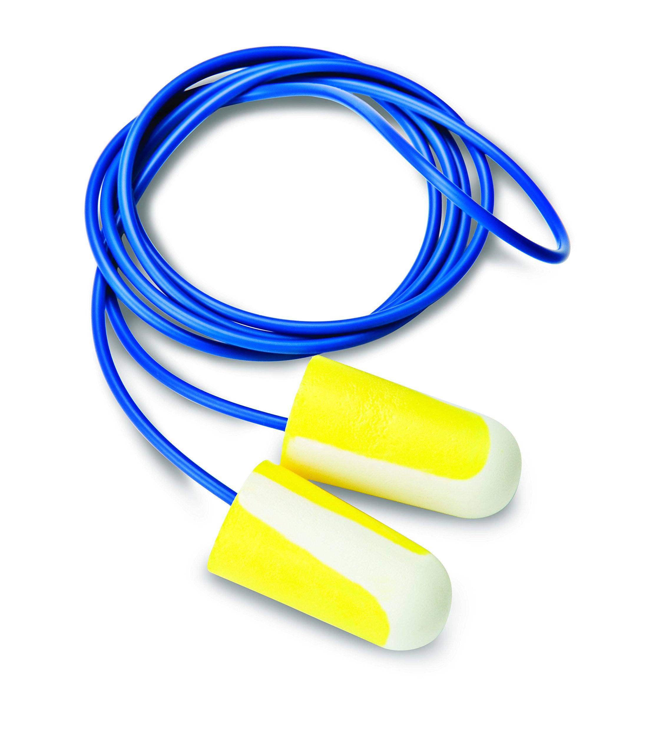 Honeywell Howard Leight Bilsom 304L Corded Earplugs, Disposable, Yellow & White Color, Bullet-Shaped, Size L, SNR 33, 1000106 (B