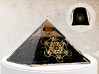 Large Orgone Pyramid of Shungite Stones | Shungite Pyramid Crystal | Metatron Cube Orgonite Pyramid | Organ Pyramids Positive En