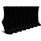 Doctor's Choice Women's Diabetic Socks, Non-Binding, Circulatory, Cushioned, Crew Socks for Swollen Feet, 4 Pack, Black, Shoe Si