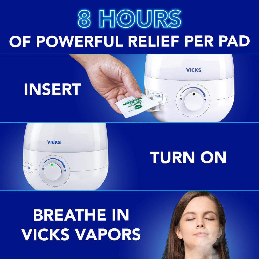 Vicks VapoPads Sinus Relief Formula - Vapor Pads Refill for Vicks Humidifiers and Steam Inhalers, Scent Pads for Sinus Congestio