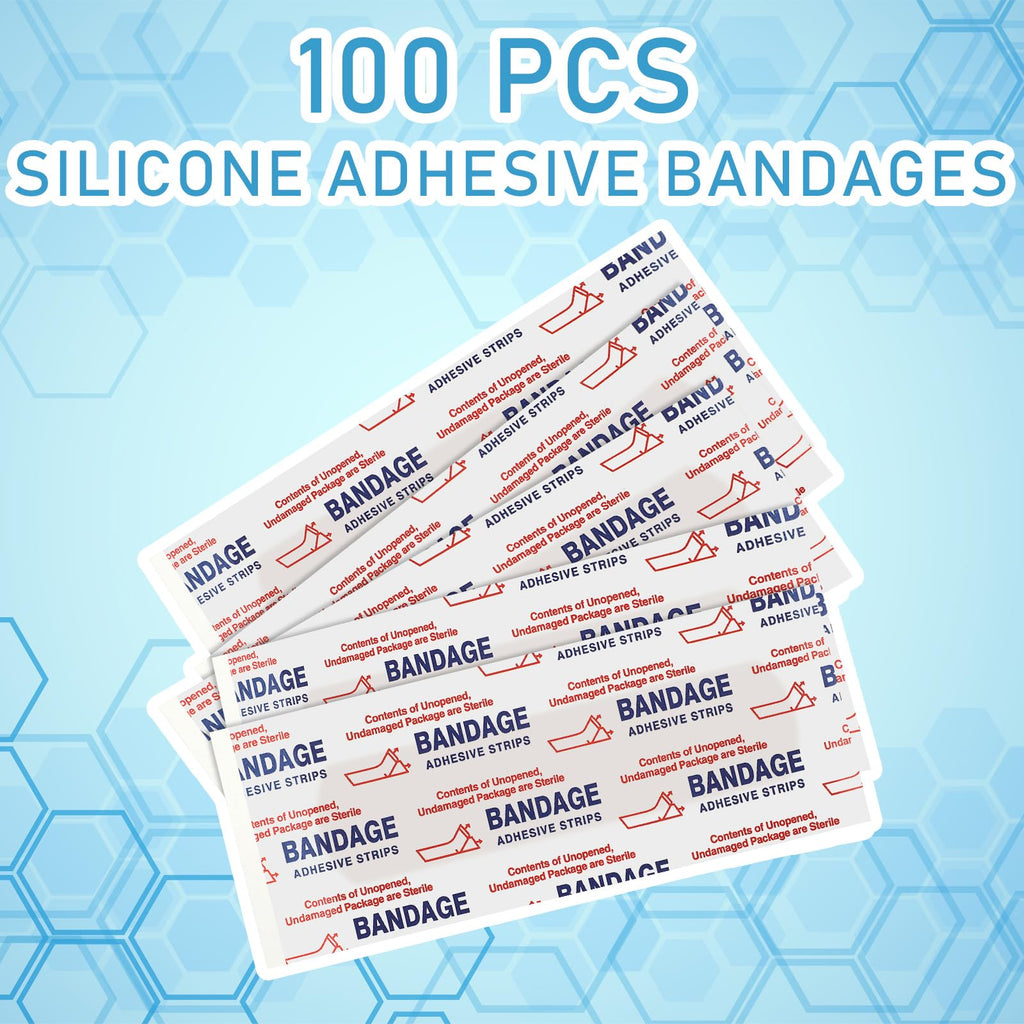 Funtery 100 Pcs Silicone Adhesive Bandages Bulk Sensitive Skin Painless Removal Bandages for Sensitive Fragile Skin Elderly Pain