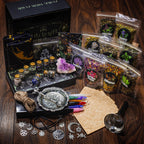 Witchcraft Supplies Kit for Spells, 56 PCS Witch Box Include Dried Herb Crystal Candles Amethyst Cluster Parchment, Wiccan Suppl
