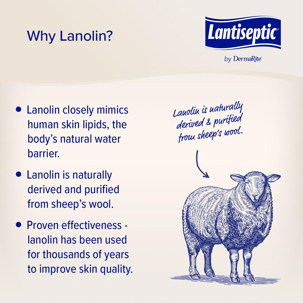 DermaRites Lantiseptic Dry Skin Therapy Skin Protectant - Scented Moisturizing Cream, Enriched with 30% Lanolin - 4 oz. Tube, 1