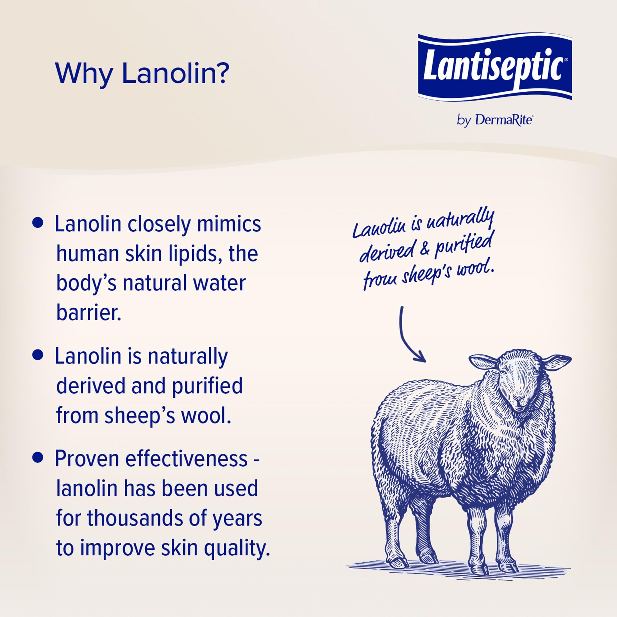 DermaRites Lantiseptic Dry Skin Therapy Skin Protectant - Scented Moisturizing Cream, Enriched with 30% Lanolin - 4 oz. Tube, 1