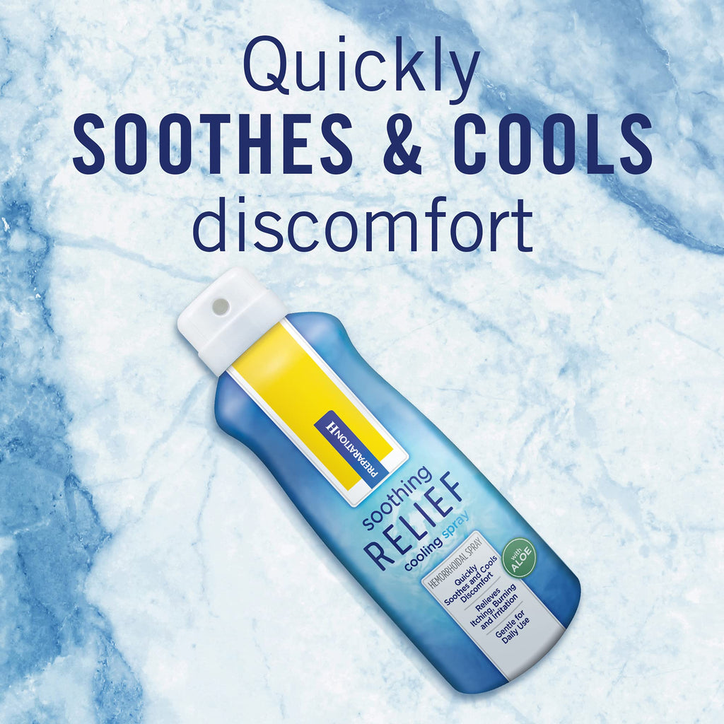 Preparation H Soothing Relief Cooling Spray, No-touch Witch Hazel Spray for Irritated Skin Relief - 2x2.7 Oz Bottles